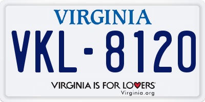 VA license plate VKL8120