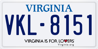 VA license plate VKL8151