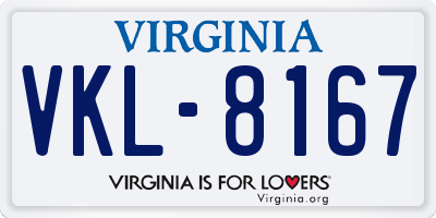 VA license plate VKL8167