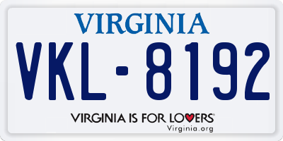 VA license plate VKL8192