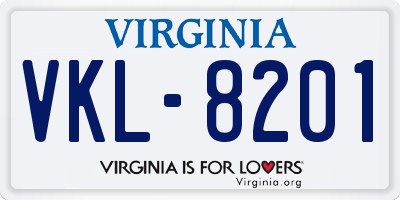 VA license plate VKL8201