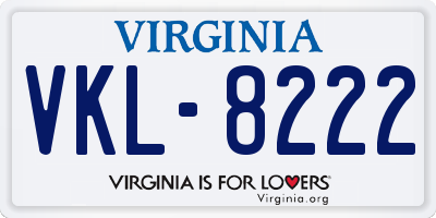 VA license plate VKL8222