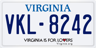 VA license plate VKL8242