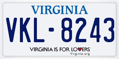 VA license plate VKL8243