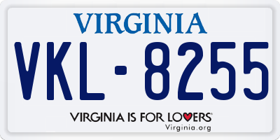 VA license plate VKL8255