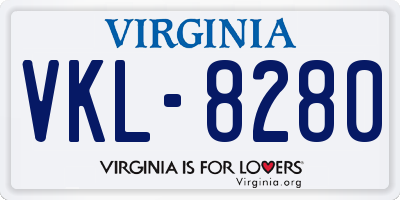 VA license plate VKL8280