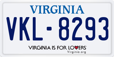 VA license plate VKL8293