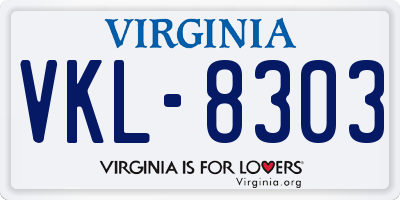 VA license plate VKL8303
