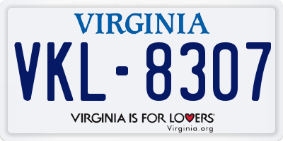 VA license plate VKL8307