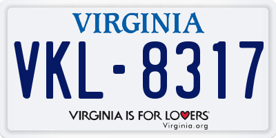 VA license plate VKL8317