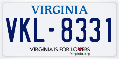 VA license plate VKL8331