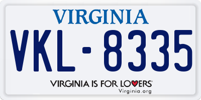 VA license plate VKL8335