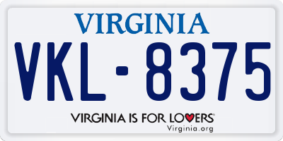 VA license plate VKL8375