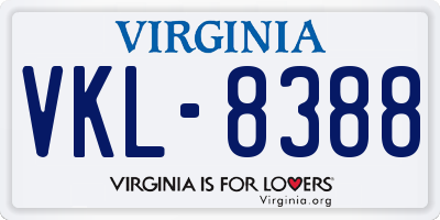 VA license plate VKL8388