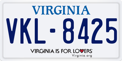 VA license plate VKL8425
