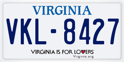 VA license plate VKL8427