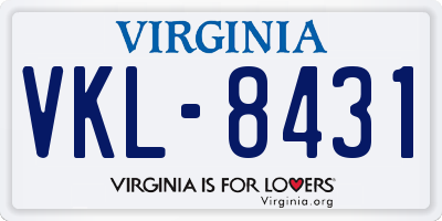 VA license plate VKL8431