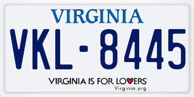 VA license plate VKL8445