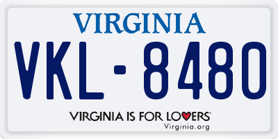 VA license plate VKL8480