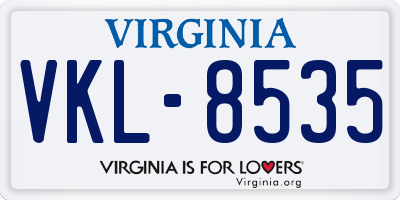 VA license plate VKL8535