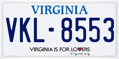 VA license plate VKL8553