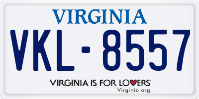 VA license plate VKL8557
