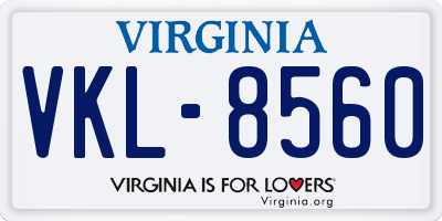 VA license plate VKL8560