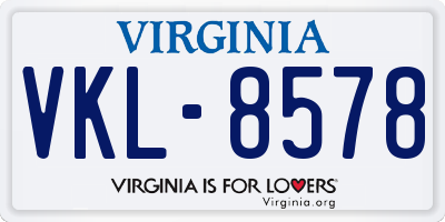VA license plate VKL8578