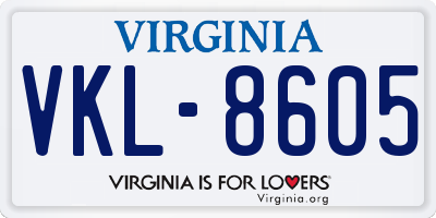 VA license plate VKL8605