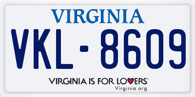 VA license plate VKL8609