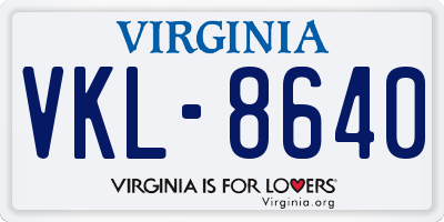 VA license plate VKL8640