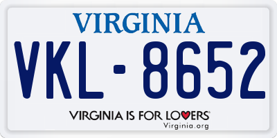 VA license plate VKL8652