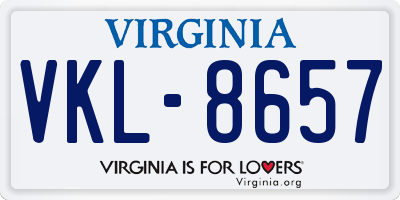 VA license plate VKL8657