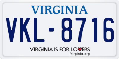 VA license plate VKL8716
