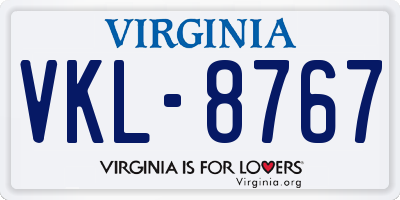VA license plate VKL8767