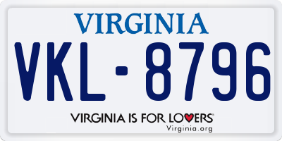 VA license plate VKL8796
