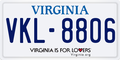 VA license plate VKL8806