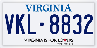 VA license plate VKL8832