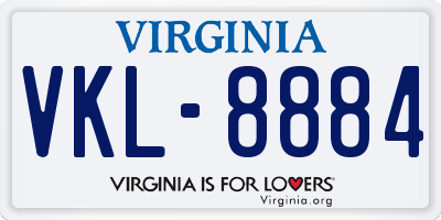 VA license plate VKL8884