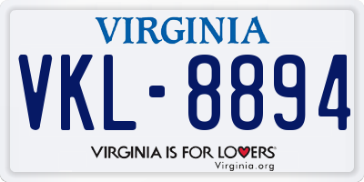 VA license plate VKL8894