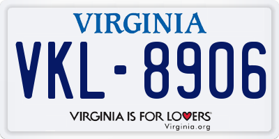 VA license plate VKL8906