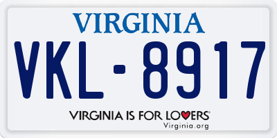 VA license plate VKL8917