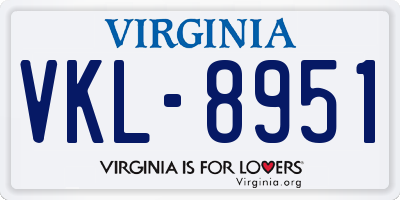 VA license plate VKL8951