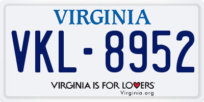 VA license plate VKL8952