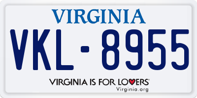VA license plate VKL8955