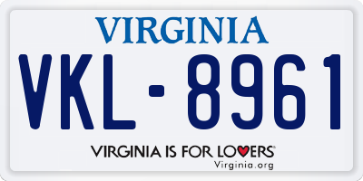 VA license plate VKL8961