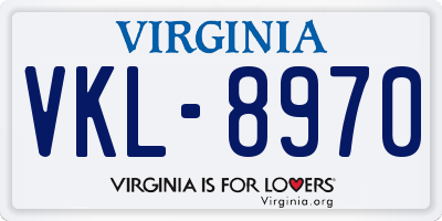 VA license plate VKL8970