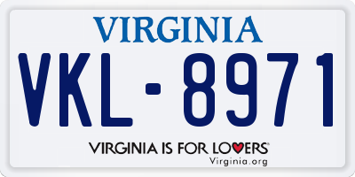 VA license plate VKL8971