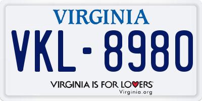 VA license plate VKL8980