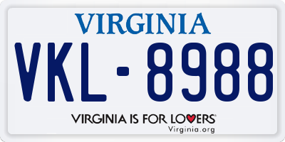 VA license plate VKL8988